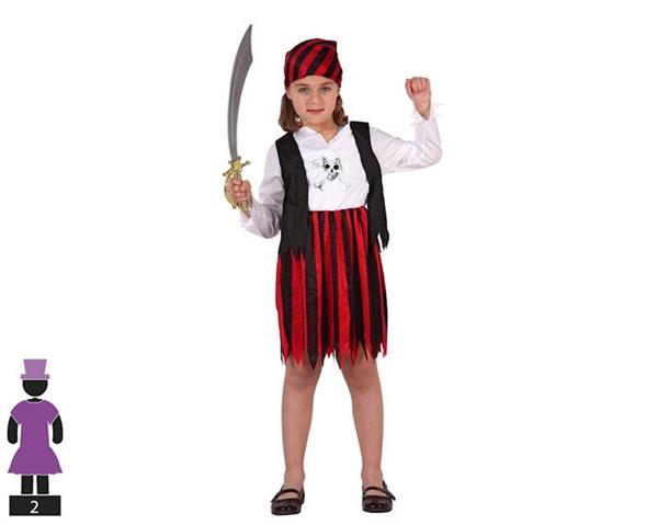 Imagen de Disfraz Niña Pirata Rojo Talla 3-4 años Atosa
