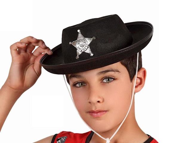 Imagen de Sombrero Negro Sheriff Con Estrella Niños Atosa