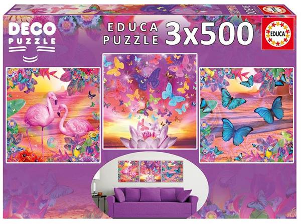 Imagen de 3 Puzzles de 500 piezas vistas tropicales de Educa