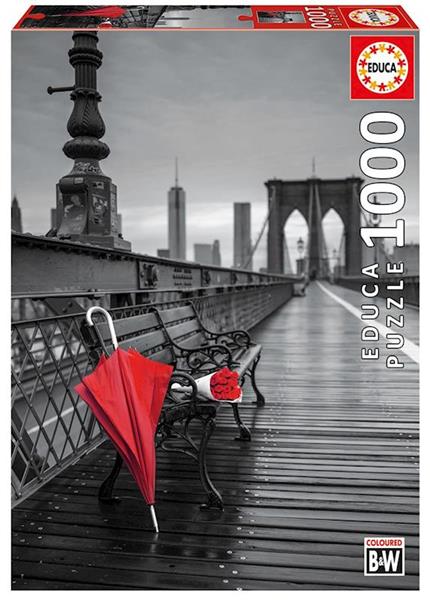 Imagen de Puzzle de 1000 piezas paraguas rojo puente de Brooklyn de Educa
