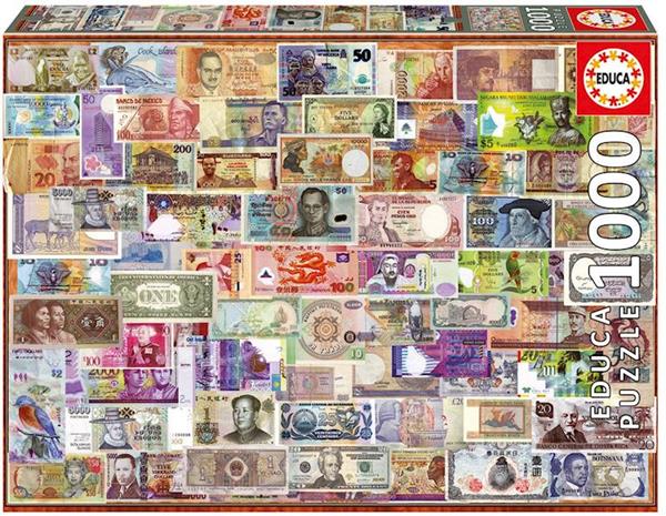 Imagen de Puzzle de 1000 piezas billetes del mundo de Educa