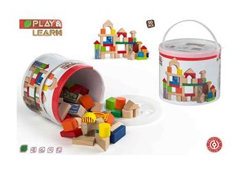 Imagen de Cubo 50 Bloques Madera Color Baby