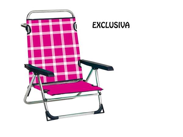 Imagen de Silla Cama Playa Aluminio Fibreline Pata Plegable Rosa Alco