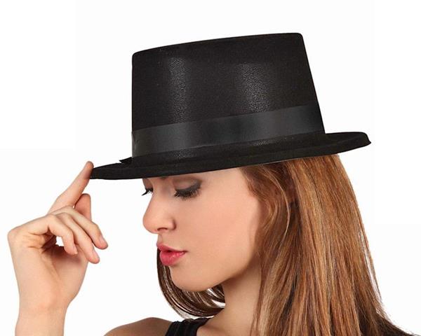 Imagen de Sombrero Flocado Elegante Negro Atosa