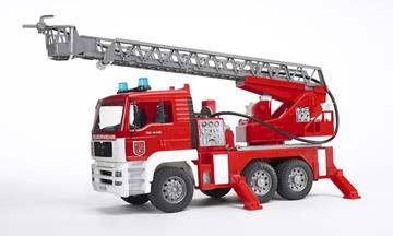 Imagen de Camion bomberos man con gran escalera y modulo con luz Bruder