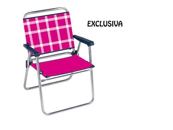 Imagen de Sillón fijo Aluminio Fibreline rosa a cuadros Alco