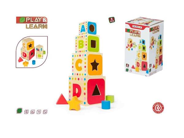 Imagen de Torre Cubos Madera Formas Color Baby