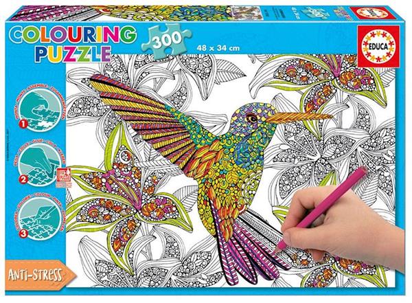 Imagen de Puzzle de 300 piezas para colorear Hummingbird de Educa