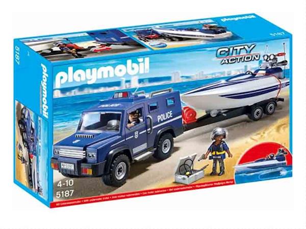 Imagen de Playmobil Coche De Policía Con Lancha Remolque