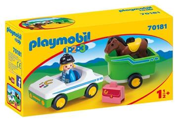 Imagen de Playmobil 1.2.3 Coche con Remolque de Caballo