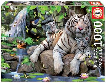 Imagen de Puzzle 1000 piezas Tigres blancos de bengala Educa