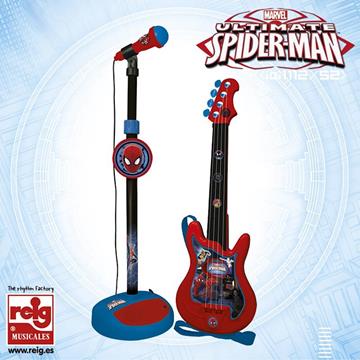 Imagen de Guitarra y Micrófono de Pie de Spiderman con Amplificador