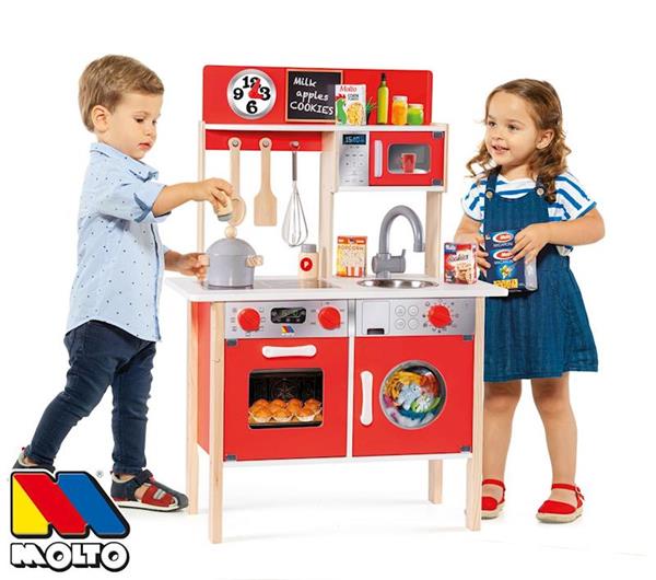 Cocina de juguete con accesorios Cocina de juguete de madera - Classic,  rojo: .es: Jugue…