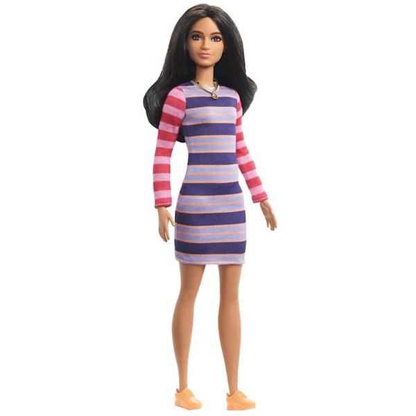 Imagen de muñeca barbie fashionista vestido rayas