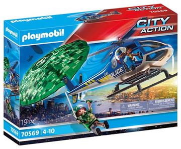 Imagen de Playmobil City Action Helicóptero de Policía Persecución en Paracaídas