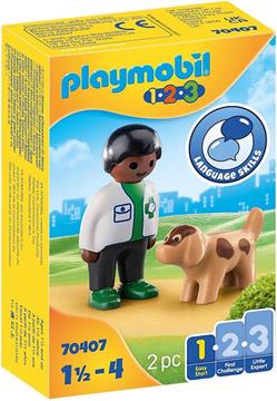 Imagen de Playmobil 1.2.3 Veterinario con Perro