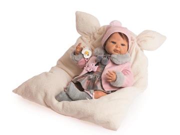 Imagen de Muñeca Reborn Abrigo Rosa Y Cojín