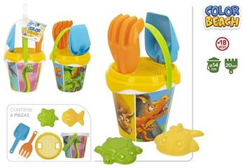 Imagen de Cubo Playa Fantasy Dinos Pala Rastrillo Accesorios