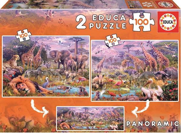 Imagen de Puzzle Animales Salvajes 2X100 Piezas