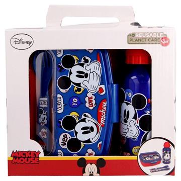 Imagen de Set 4 Piezas Botella Aluminio Sandwichera Con Cubiertos Mickey