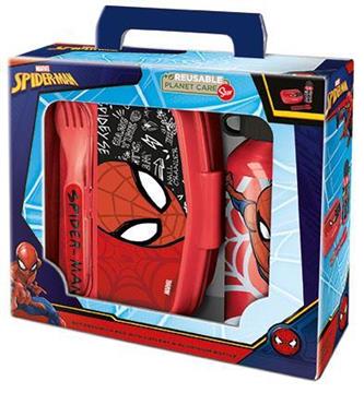 Imagen de Set 4 Piezas Sandwichera Con Cubiertos Y Botella Aluminio SpiderMan