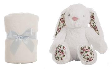 Imagen de Peluche Conejo Flores Con Manta 28 Cm