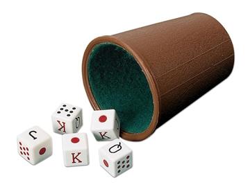 Imagen de Cubilete Forrado Y 5 Dados Póker