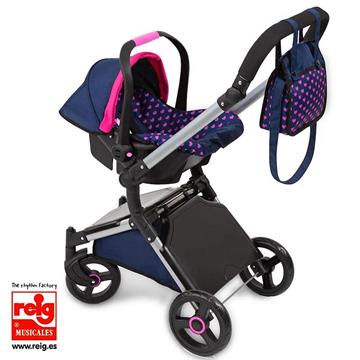 Imagen de Coche Muñeca Con Asiento Separado Azul Marino