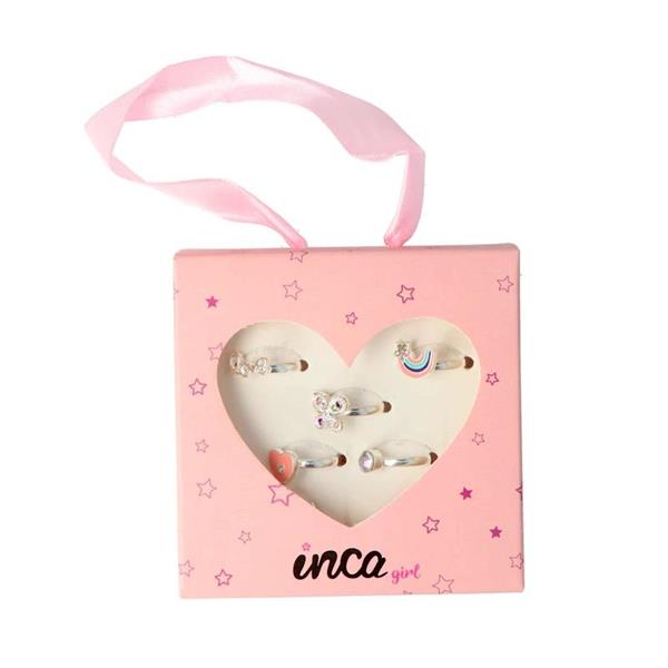 Imagen de Set 5 Anillos En Cajita De Cartón Corazón