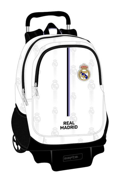 Mochila Escolar con Ruedas Real Madrid C.F. Blanco 28 x 34 x 10 cm 