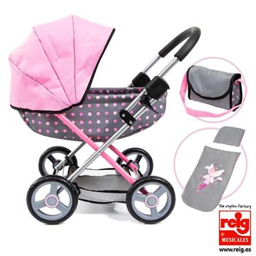 Imagen de Coche Muñecas Pram Cosy Gris/Rosa