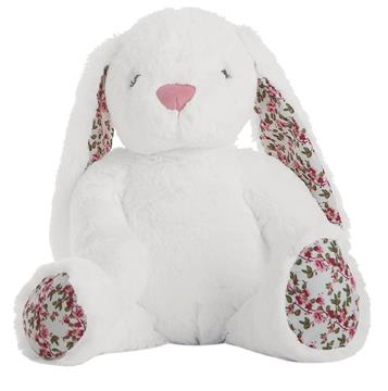 Imagen de Conejito Peluche Blanco Flores 40 Cm