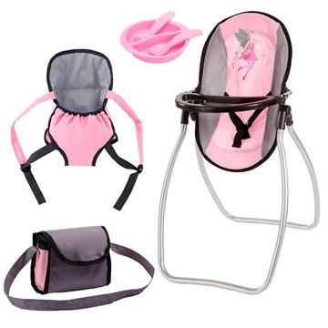 Imagen de Silla Para Comer Muñeca Gris Y Rosa