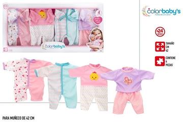 Imagen de Set Cuatro Trajes Ropa Muñecos 41 cm Colorbaby