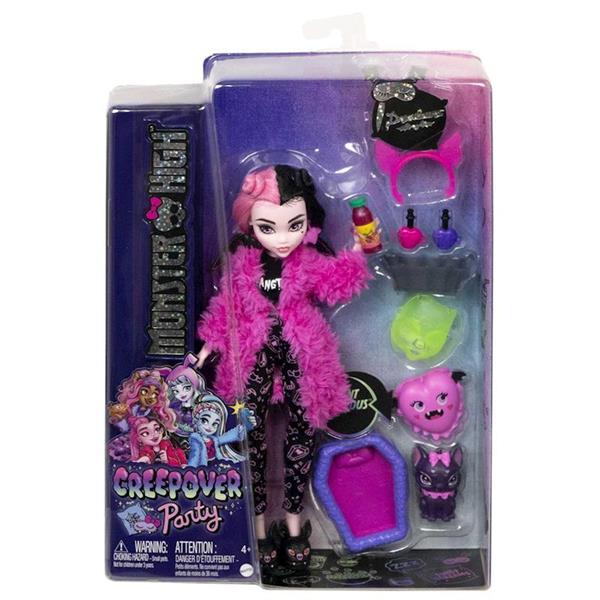 Imagen de Monster High Fiesta de Pijamas Dráculaura Muñeca Articulada con Mascota y Accesorios Mattel
