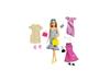 Imagen de Barbie Muñeca Fashionista con 4 Modas en su Armario Mattel