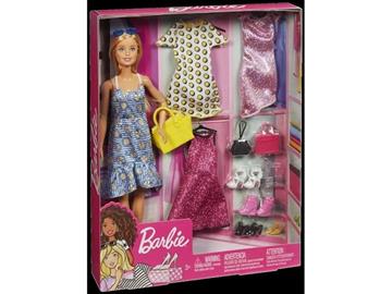 Imagen de Barbie Muñeca Fashionista con 4 Modas en su Armario Mattel