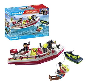 Imagen de Playmobil Action Héroes Bote de Bomberos con Moto Acuática Flotantes