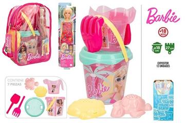 Imagen de Barbie Cubo de Playa 18 cm con Accesorios y Muñeca Barbie en Mochila Colorbaby