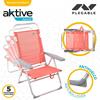 Imagen de Aktive 62630 Silla Playa Plegable y Reclinable 48x57x99 cm 5 Posiciones Coral con Asa