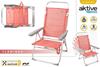 Imagen de Aktive 62630 Silla Playa Plegable y Reclinable 48x57x99 cm 5 Posiciones Coral con Asa