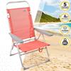 Imagen de Aktive 62630 Silla Playa Plegable y Reclinable 48x57x99 cm 5 Posiciones Coral con Asa