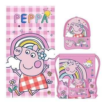 Imagen de Set Infantil de Peppa Pig Saquito de Tela Toalla y Gorra