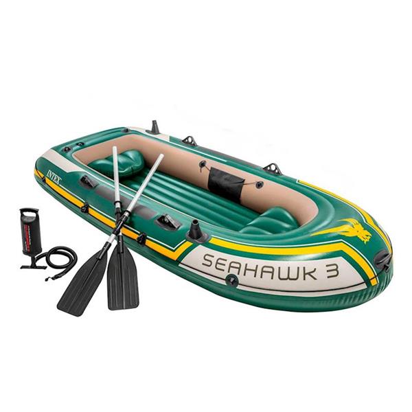 Imagen de Barca para 3 personas Seahawk con 3 cámaras de aire + remos con mango de aluminio + bomba de hinchado + accessorios 295X137X43 cm