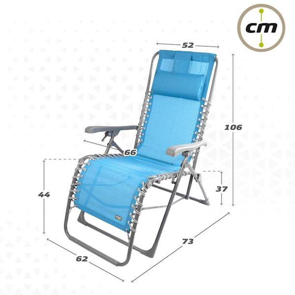 Imagen de Tumbona textileno Azul coral Aktive  160X52X76/106CM