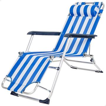 Imagen de Tumbona de playa reclinable aluminio con cojín Aktive 153X47X33/75cm 