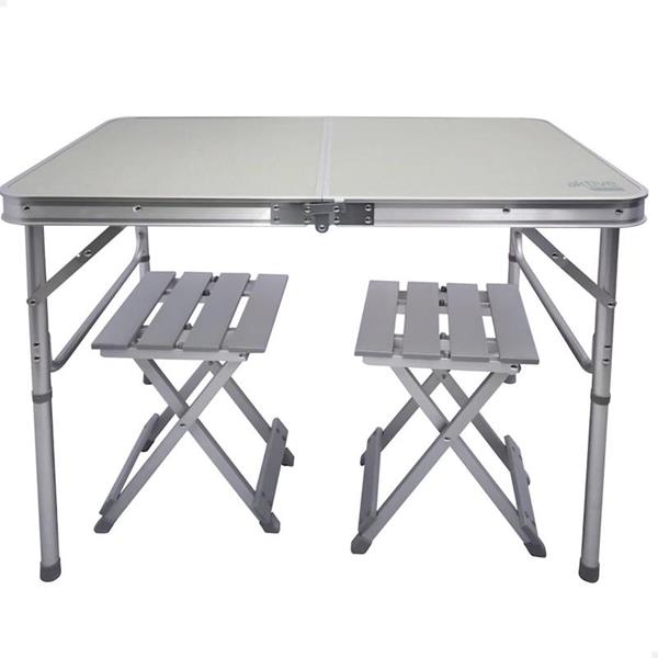 Imagen de Conjunto de mesa 90X60X70 cm y 2 sillas 25X30X41 cm aluminio plegables Aktive