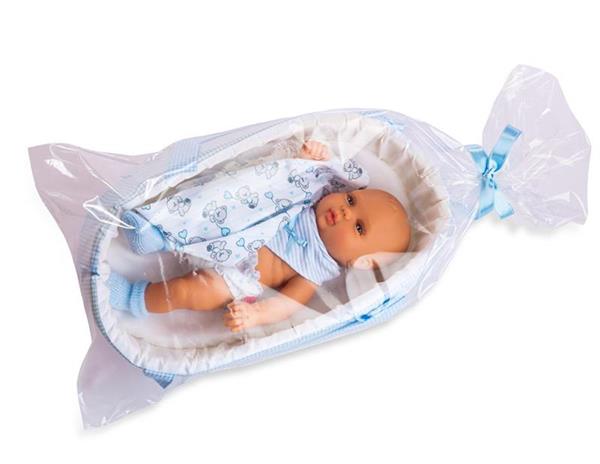 Imagen de muñeco baby smile canastilla azul