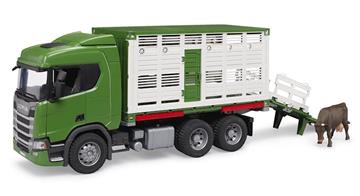 Imagen de Camión Scania Super 560R transporte de ganado con buey. 53x18x26 cm