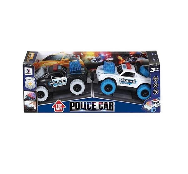 Imagen de Coche Policia fricción en pack de 2 ud., giro 360º, con luces y sonidos 16x10x8cm